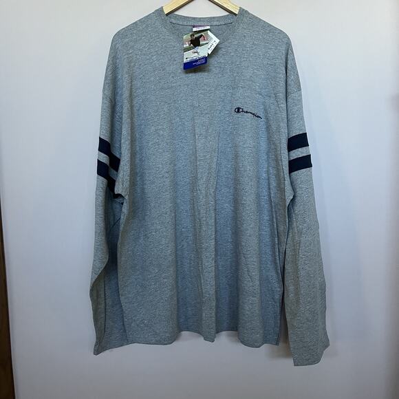 Champion Authentic Athletic Apparel Men's Long Sleeve Shirt Grey / Navy Size XL - Picture 1 of 11